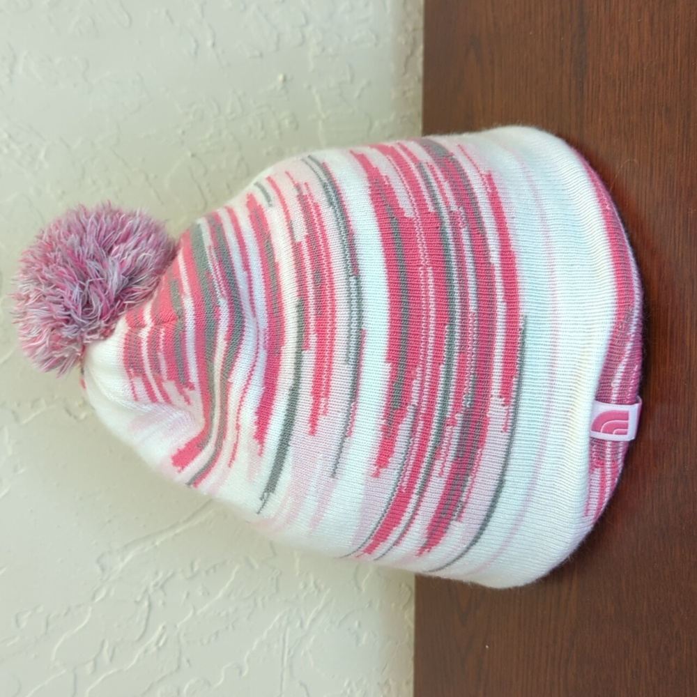 The North Face Girls Pink Multi Pom Pom Cabin Ski Tuke/Beanie Size Youth Medium - Picture 5 of 9
